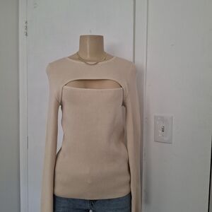 💋Mittoshop Cream Ribbed Knit Top💋